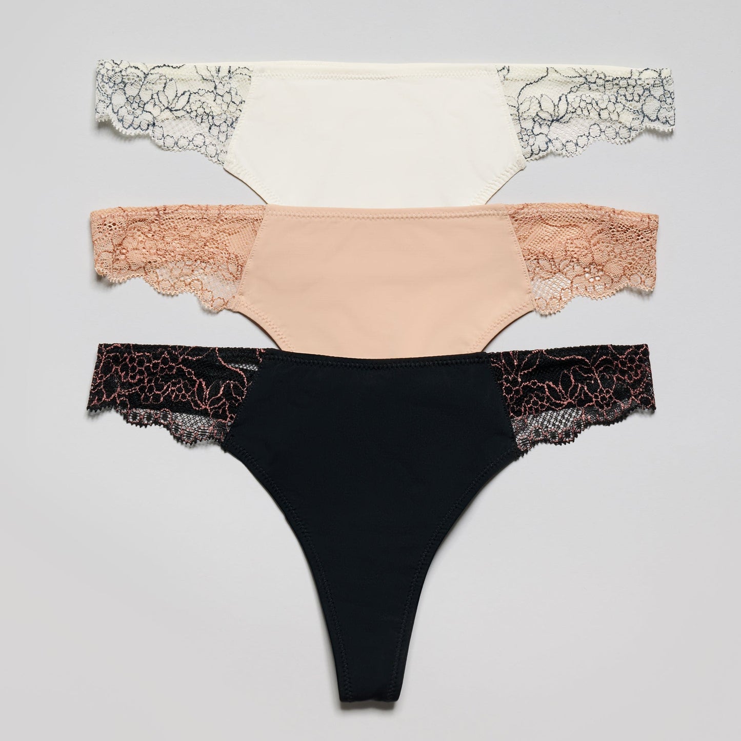 Smooth Lace Thong Buff Two-Tone