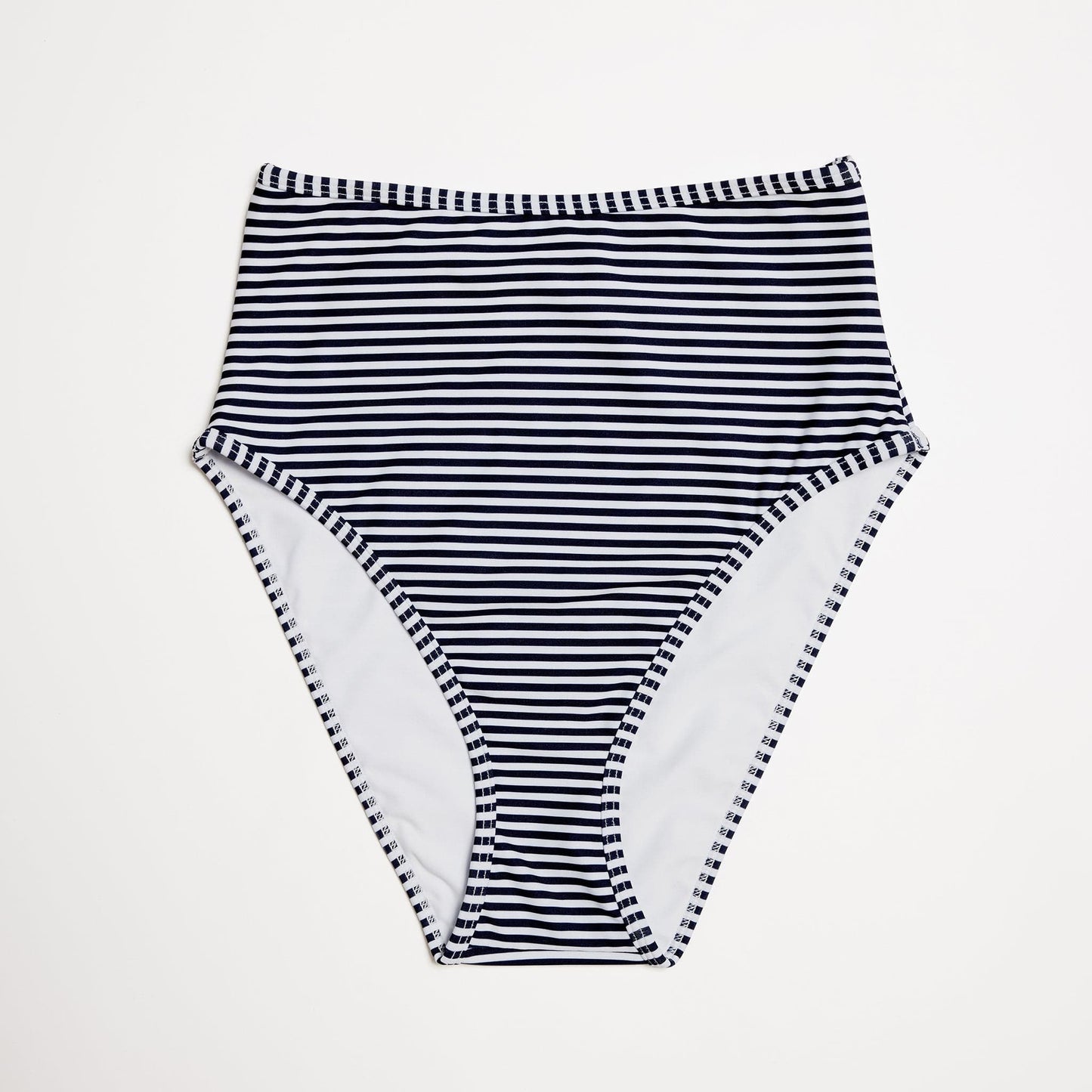 High Waisted Bikini Bottom Smooth Cabana (Navy/White)