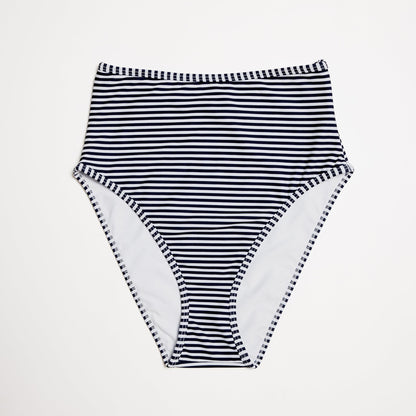 High Waisted Bikini Bottom Smooth Cabana (Navy/White)