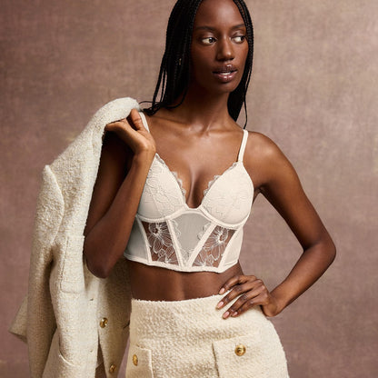 Embroidery Lift Up Corset Ecru