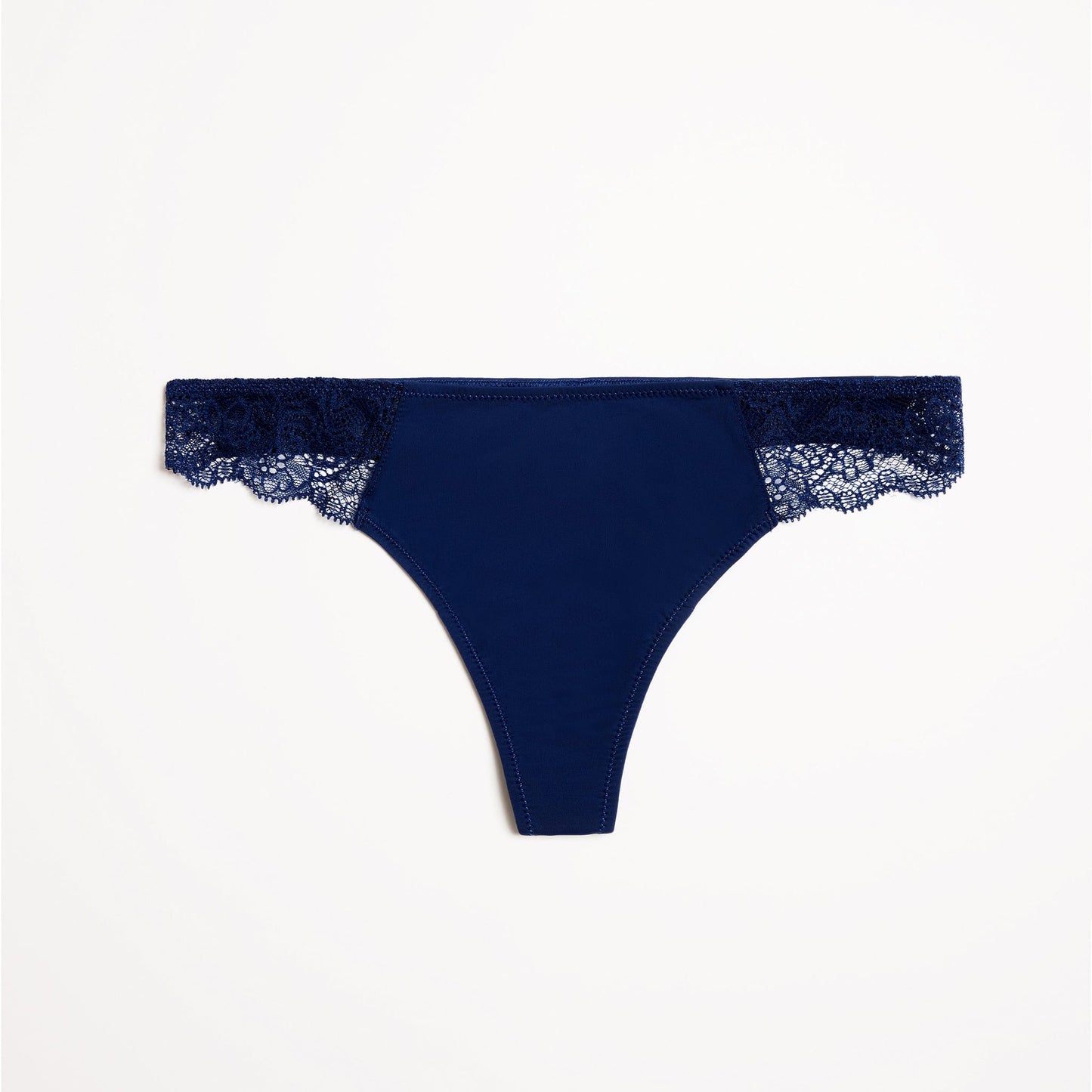 Smooth Fine Lace Thong Navy