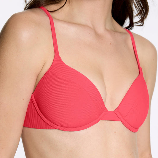 Lift Up Bikini Top Ribbed Campari