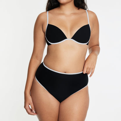 Scoop Underwire Bikini Top Ribbed Jet