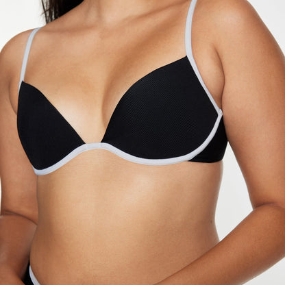 Scoop Underwire Bikini Top Ribbed Jet