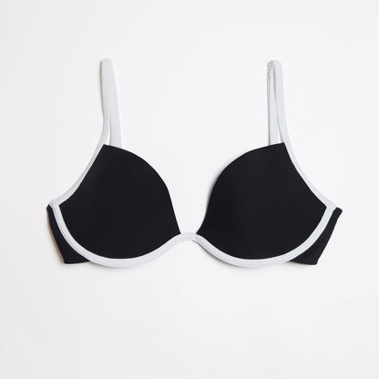 Scoop Underwire Bikini Top Ribbed Jet