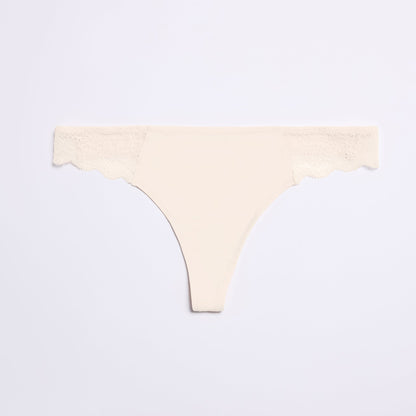 Smooth Fine Lace Thong Sand