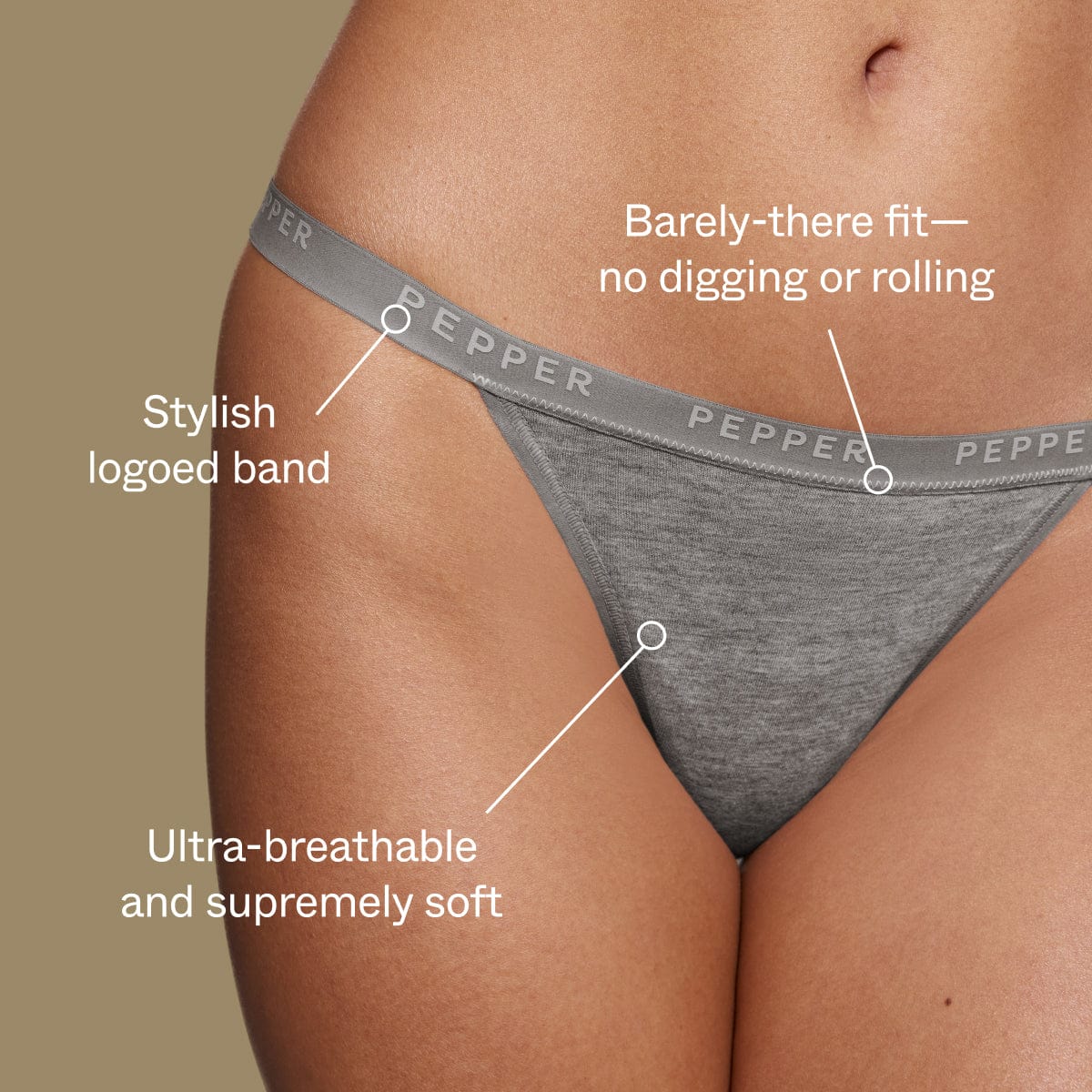 Supima® Cotton String Thong Heather Grey