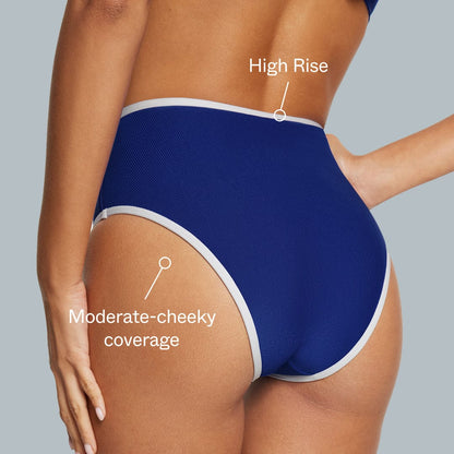 High Waisted Bikini Bottom Ribbed Capri