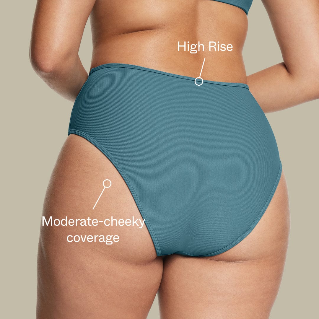 High Waisted Bikini Bottom Ribbed Isle