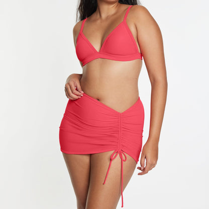 Triangle Bikini Top Ribbed Campari