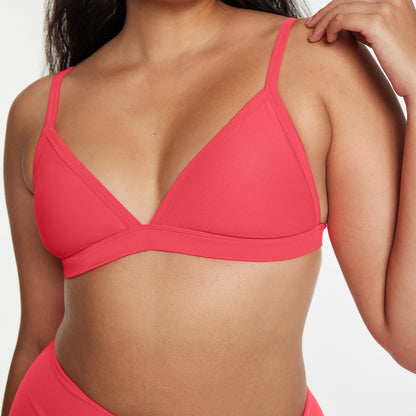 Triangle Bikini Top Ribbed Campari