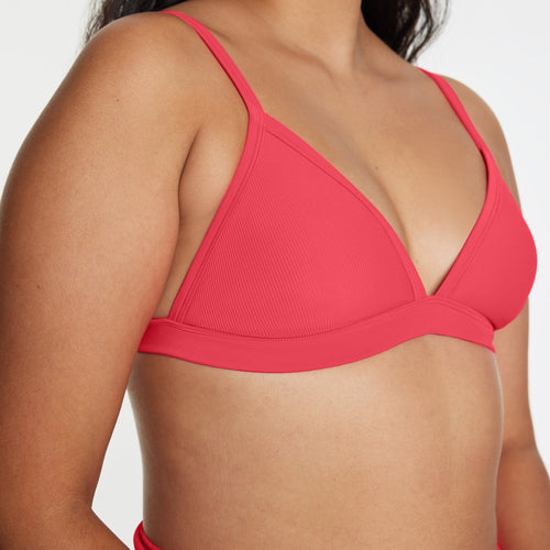 Triangle Bikini Top Ribbed Campari
