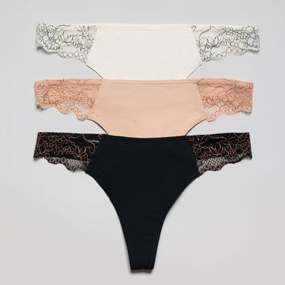 Smooth Lace Thong Buff Two-Tone