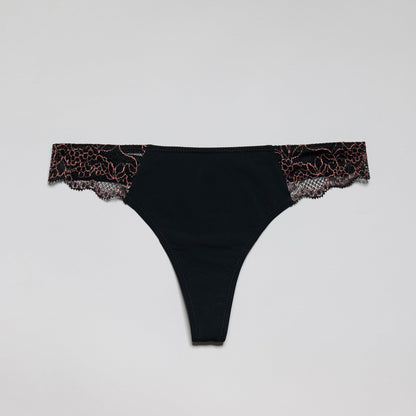 Smooth Lace Thong Black Two-Tone