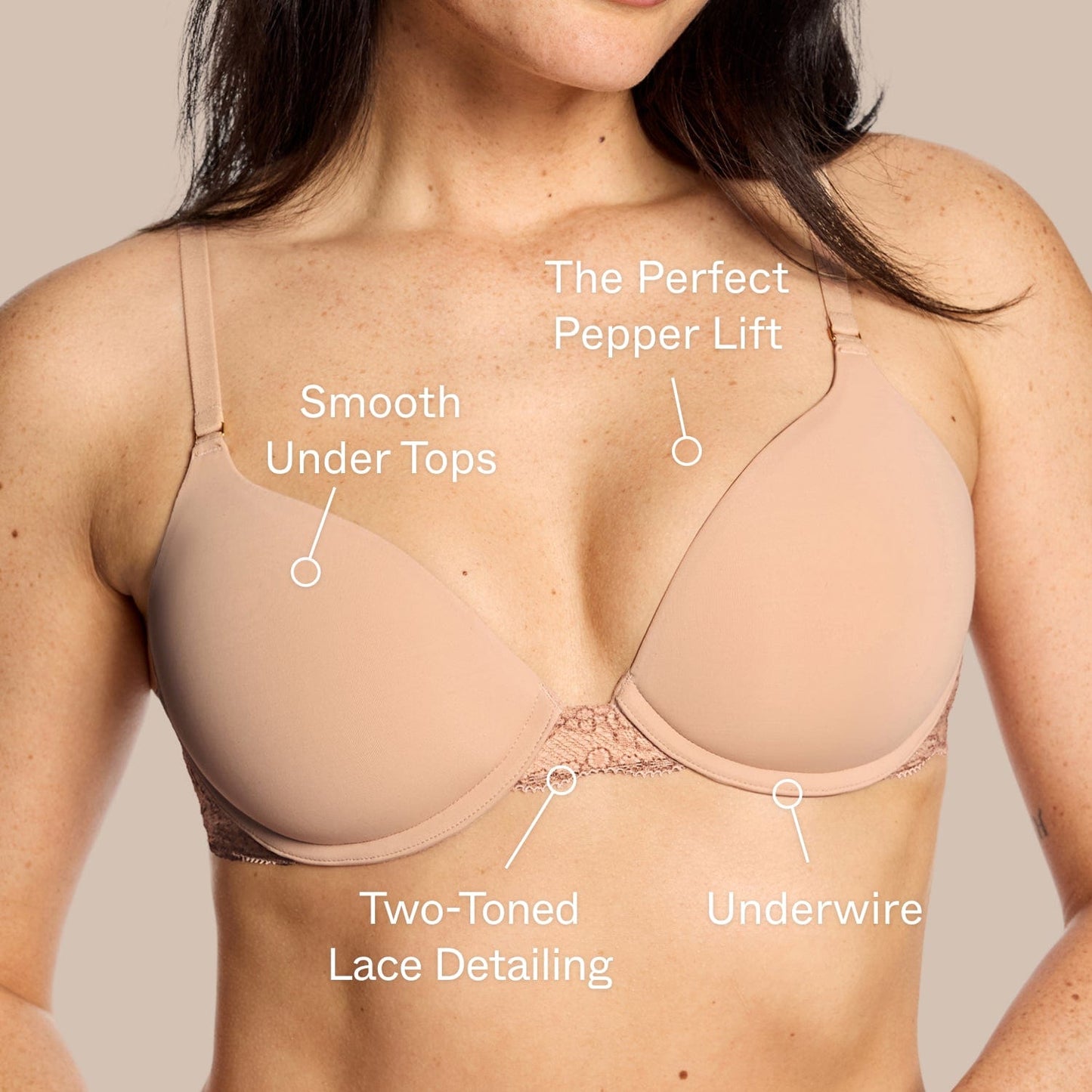 Smooth Lace Lift Up Bra Buff Two-Tone