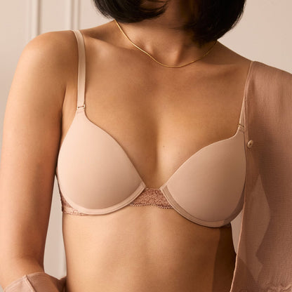 Smooth Lace Lift Up Bra Buff Two-Tone