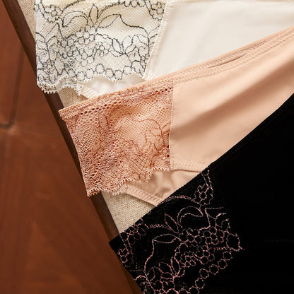 Smooth Lace Thong Black Two-Tone